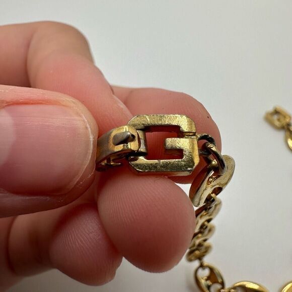 Givenchy Vintage Bracelet Gold Tone Anchor Chain - Picture 8 of 9